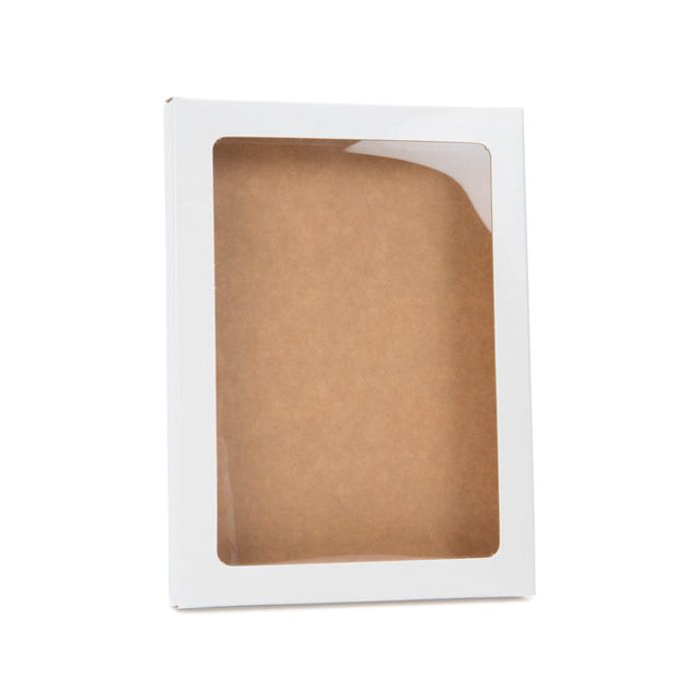 Kraft Gift Boxes glossy White 125x15x168mm with Window 