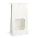 White Kraft Tin Tie Bag w/ Window 15,2x7x26,7cm - 100 pcs