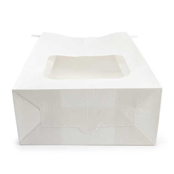 White Kraft Tin Tie Bag w/ Window 15,2x7x26,7cm - 100 pcs