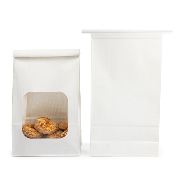 White Kraft Tin Tie Bag w/ Window 15,2x7x26,7cm - 100 pcs