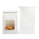 White Kraft Tin Tie Bag w/ Window 15,2x7x26,7cm - 100 pcs