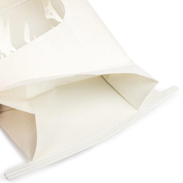 White Kraft Tin Tie Bag w/ Window 15,2x7x26,7cm - 100 pcs