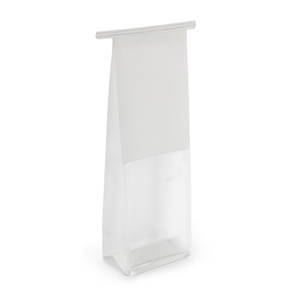 White Box Bottom Tin Tie Gusset Bag 8,9x6,4x25,4cm - 100 pcs
