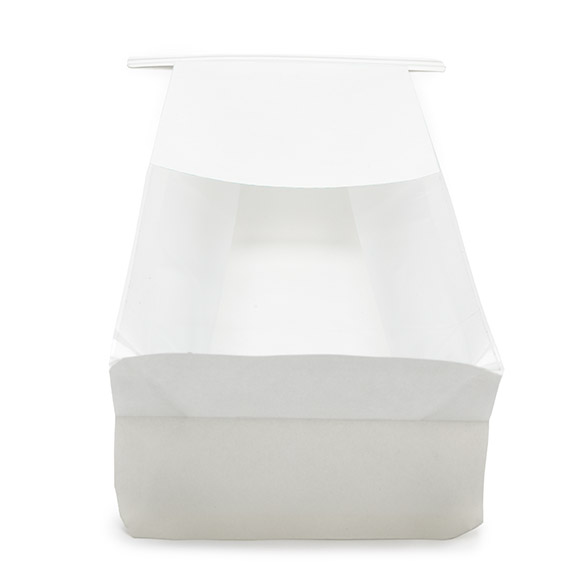 White Box Bottom Tin Tie Gusset Bag 8,9x6,4x25,4cm - 100 pcs