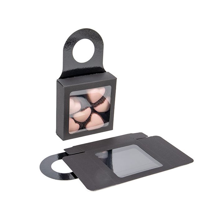 Black Kraft box with window 90x30x90mm - 25 pcs