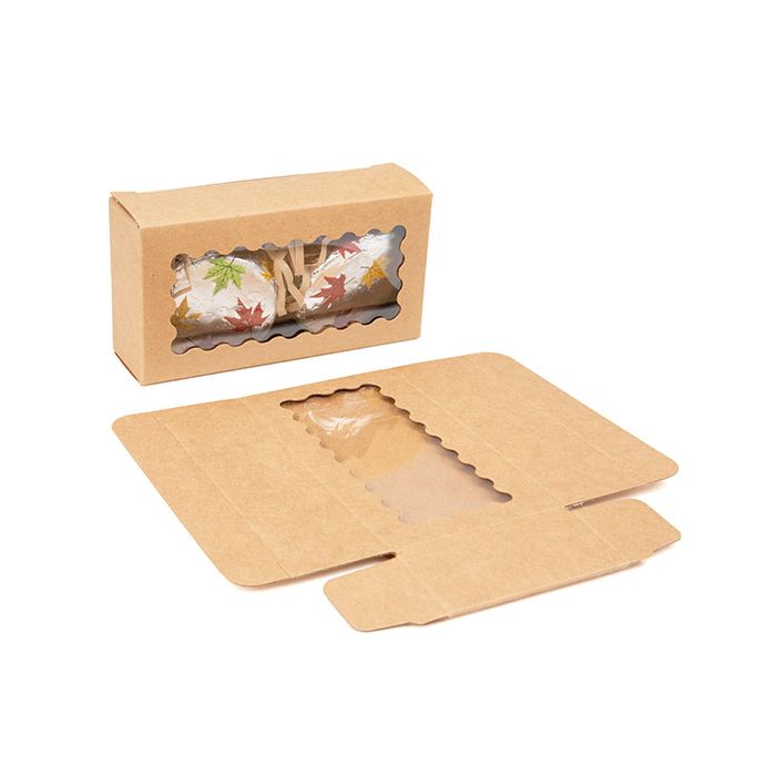Kraft Boxes With Scalloped window 106x30x56 mm - 25 pieces