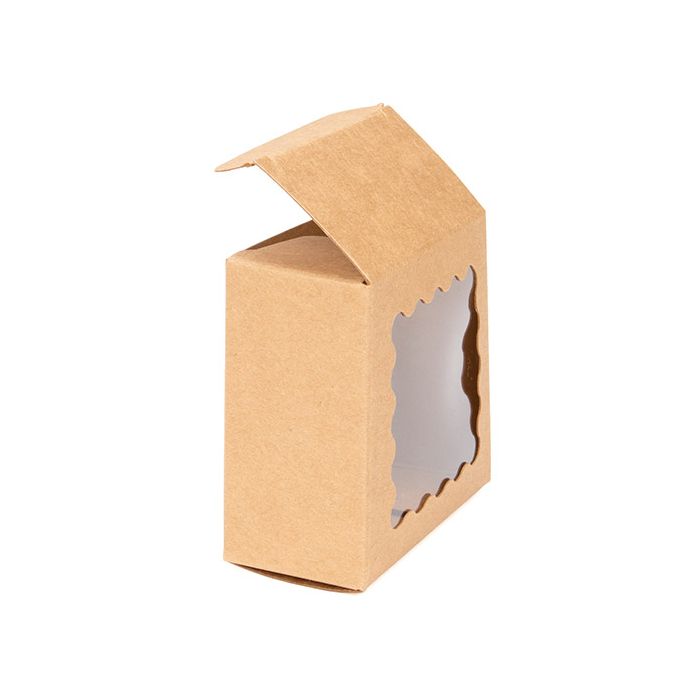 Kraft Boxes With Scalloped window 70x37x70 mm - 25 pieces