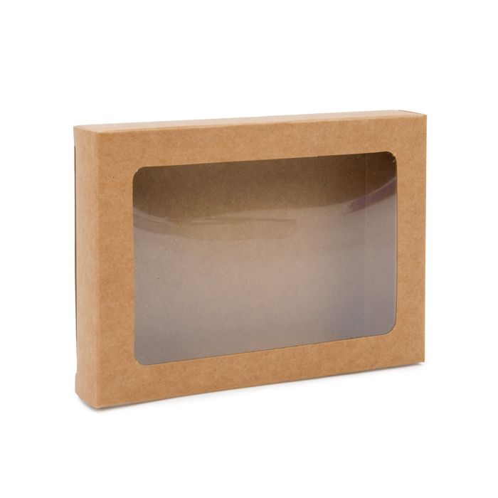 Kraft Gift Boxes with Window 125x13x168mm - 25 pieces