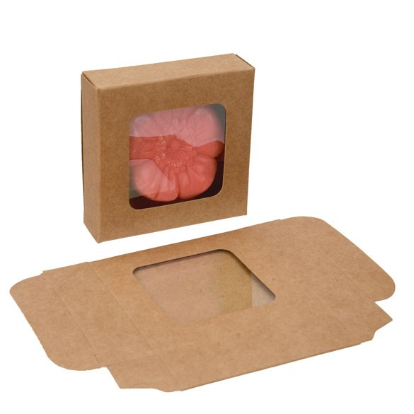 Kraft Gift Boxes with Window 70x21x68mm - 25 pieces