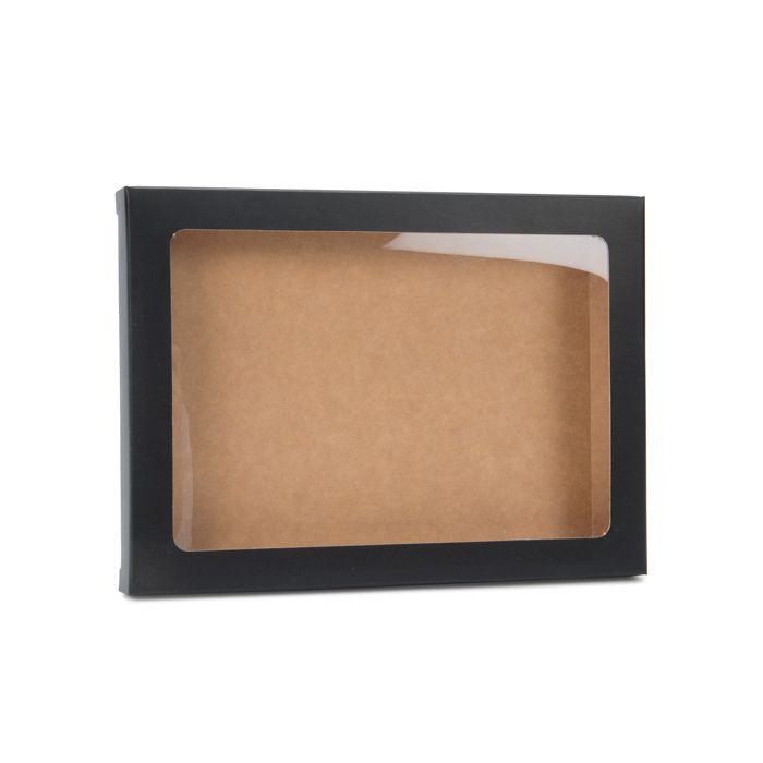 Kraft Gift Boxes Matt Black 115x15x150mm with Window 