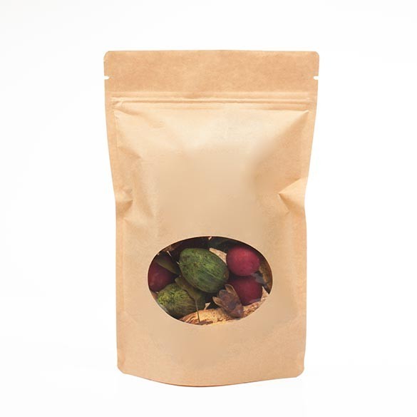 Stand Up Pouches Kraft with oval Window 15x9x23cm | 312 grams 