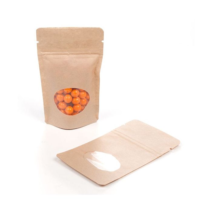 Stand Up Pouches Kraft with oval Window 8x5x13cm | 28 grams - 100 pcs