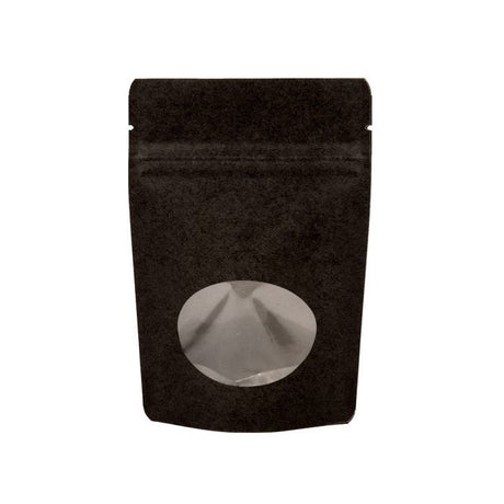 Stand Up Pouches Kraft Black with oval Window 130x80x205mm | 113 grams 