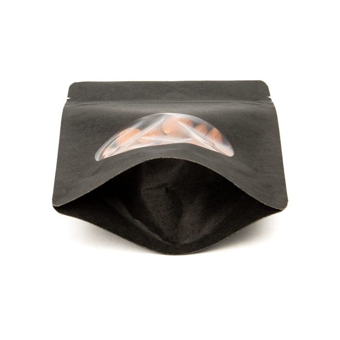 Stand Up Pouches Kraft Black with oval Window 102x60x152mm | 57 grams - 100 pieces