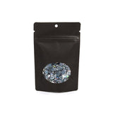 Stand Up Pouches Kraft Black with oval Window 102x60x152mm | 57 grams with round hang hole - 100 pieces