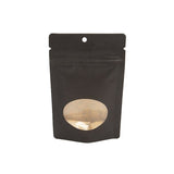 Stand Up Pouches Kraft Black with oval Window 102x60x152mm | 57 grams with round hang hole - 100 pieces