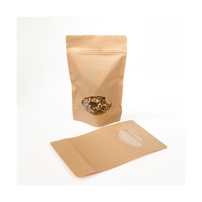 Stand Up Pouches Kraft with oval Window 13x7x20.5cm | 113 grams - 100 pcs