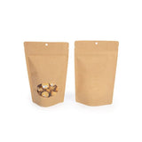 Stand Up Pouches Kraft with oval Window 130x70x205mm | 113 grams with hang hole - 100 pcs