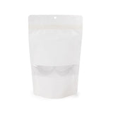 Eco Friendly Stand Up Pouches Rice Paper White With Rectangle Window 149x89x232mm - 100 pcs
