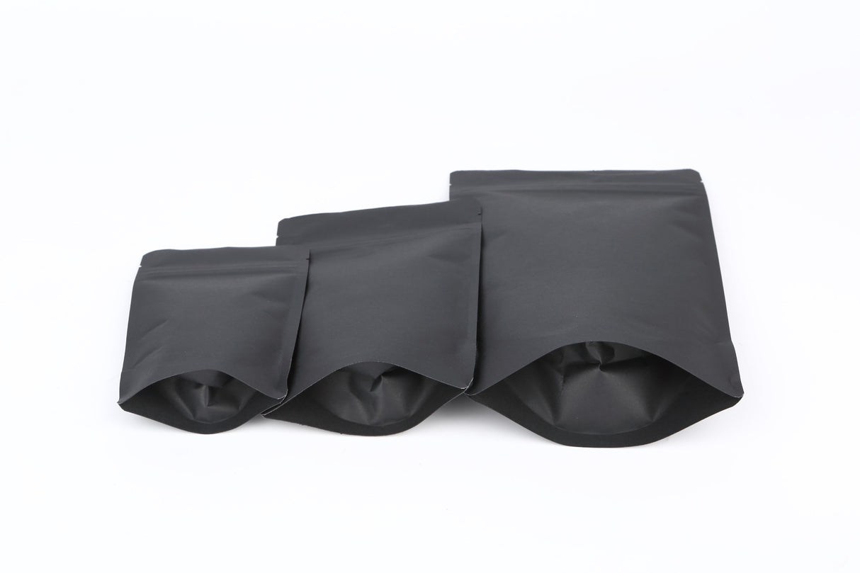 Eco Stand Up Pouches Black Kraft 80x50x130mm - 100 pcs