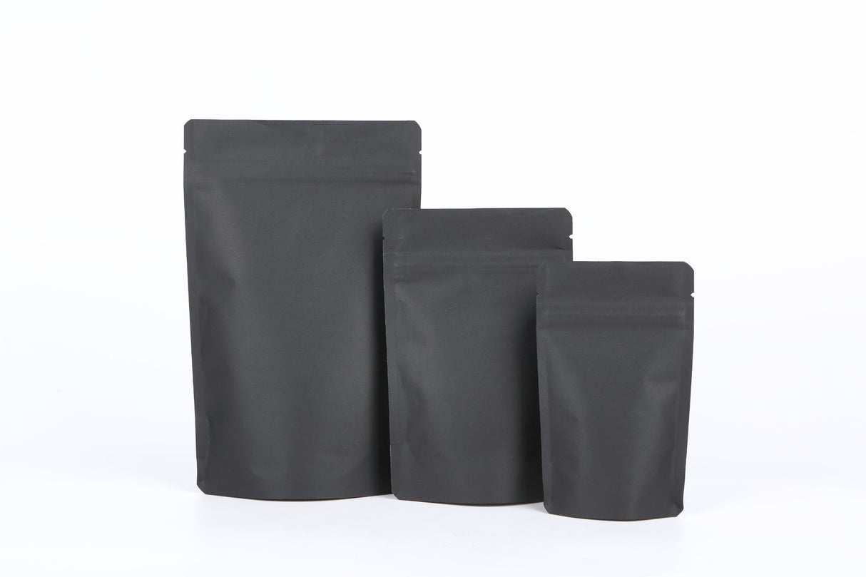 Eco Stand Up Pouches Black Kraft 80x50x130mm - 100 pcs