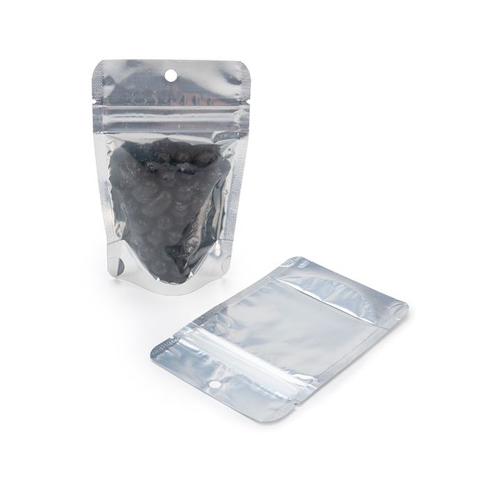 White Backed Stand Up Zipper Pouch 80 x 50 x 130 mm with Hang Hole - 100 Pieces