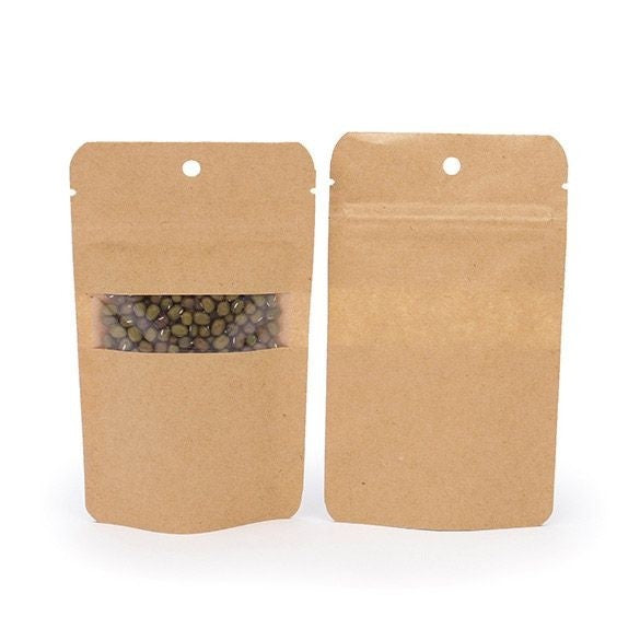 Stand Up Pouches Kraft 80x50x130 mm | 28 grams with hang hole - 100 pieces