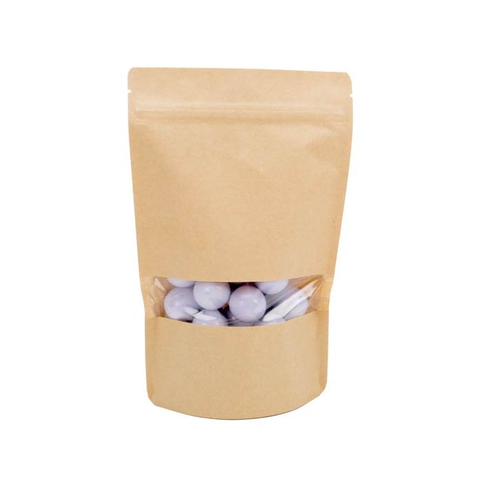 Stand Up Pouches Kraft 150x90x230mm with Window - 100 pieces