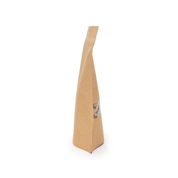 Stand Up Pouches Kraft 150x90x230mm with Window with hang hole - 100 pieces