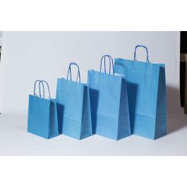 Paper Carry Bags Blue 320+120x410mm - 50 pcs