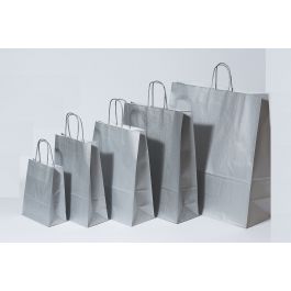 Paper Carry Bags Silver 180+80x220mm - 50 pcs