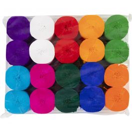 Crepe Paper, assorted colours, L: 20 m, W: 5 cm - 20 Roll
