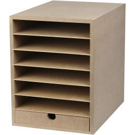 Storage Cabinet Wood White Drawer for A4 Paper - 1 pc