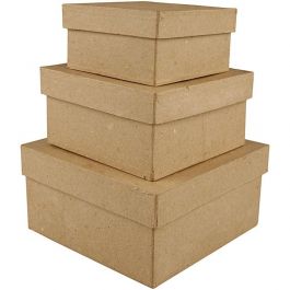 Square Boxes, size 10+12.5+15 cm, H: 5+6+7.5 cm - 3 pcs