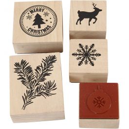 Stamp set, h: 26 mm, christmas - 5 pcs