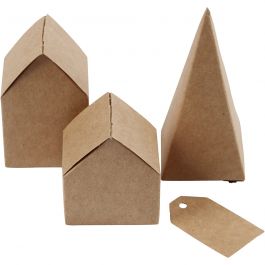 Die cut houses and trees, H: 5,7-10 cm cm - 1 Set