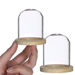 Glass jar Ø8cm and 8cm high with wood (6 pcs.) [IFS-29419]