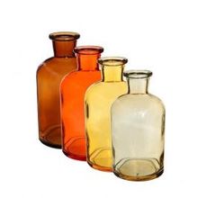 Glass bottles Ø70 h: 90 mm assorti kleuren - 12 Pcs
