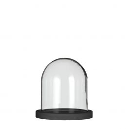 Glass bell jar with black wooden base Ø12cm H.13cm - 1 pc