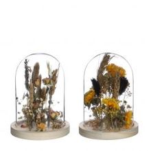 Glass jar with dried flowers natural Ø10cm - 1 pc