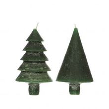 Candle set 2 trees dark green 12cm high (1 set - 6pcs)