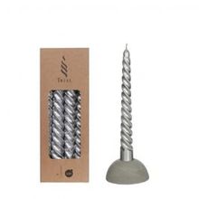 Candles twisted silver 19cm high - 4 pcs