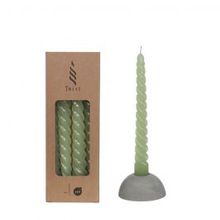 Candles twisted green 19cm high - 4 pcs