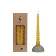 Candles twisted yellow 19cm high - 4 pcs
