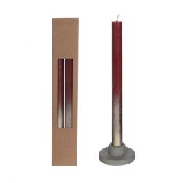 Dinner Candles bordeaux with Gold Spray Ø21/h. 250mm - 1 set