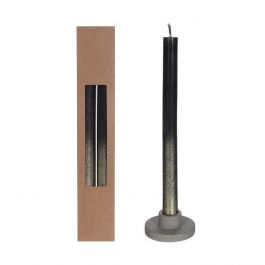 Dinner Candles Black with Gold Spray Ø21/h. 250mm - 1 set