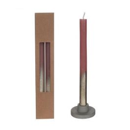 Dinner Candles mauve with Gold Spray Ø21/h. 250mm - 1 set