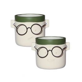 Pot Harry White/Green 2 ass. Ø75 h.70 mm - 6 Pcs