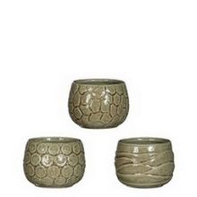 Plant pot Mila craquele glaze Green ø7cm high - 9 pcs