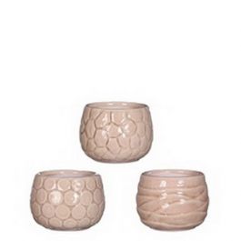 Plant pot Mila craquele glaze Pink ø7cm high - 9 pcs